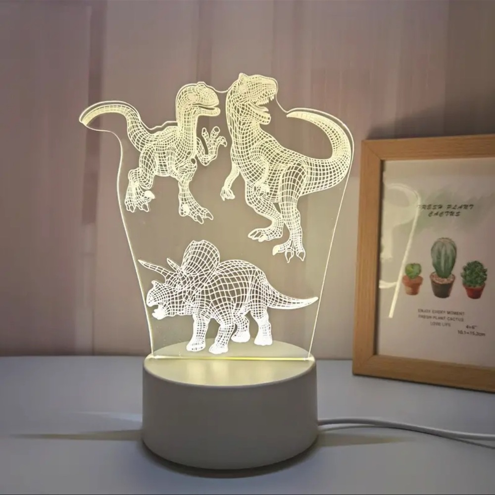 Dinosaur Collection Creative 3D Night Light, USB, NEW
